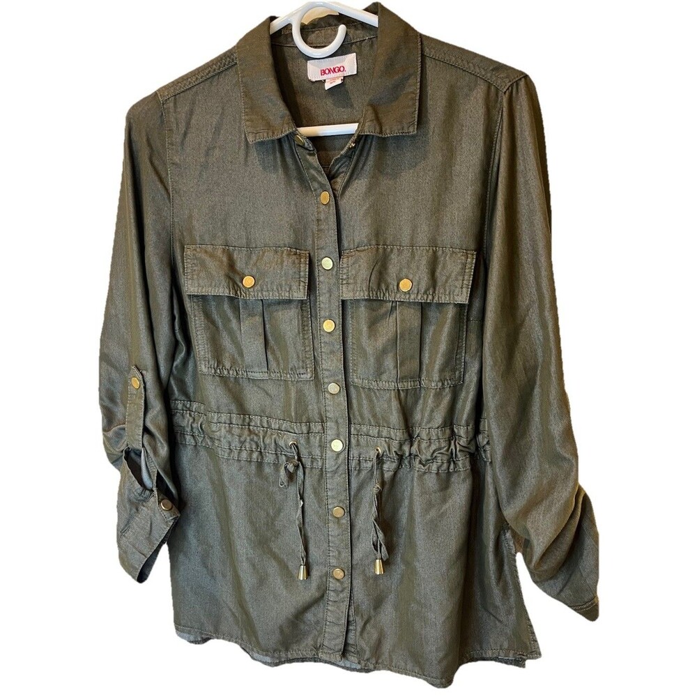 Women's Bongo Utility Shirt Snap Button - Size S